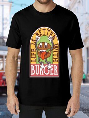 Life Is Better With Burger Graphic Tee - Black